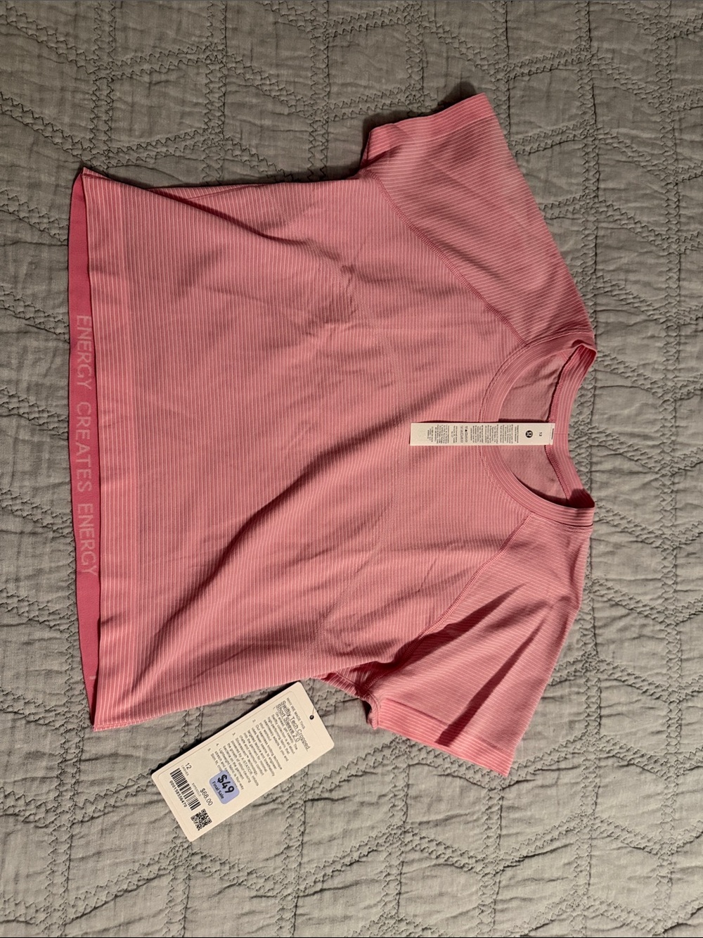 lululemon athletica Light Pink Ribbed Short Sleeve Tee